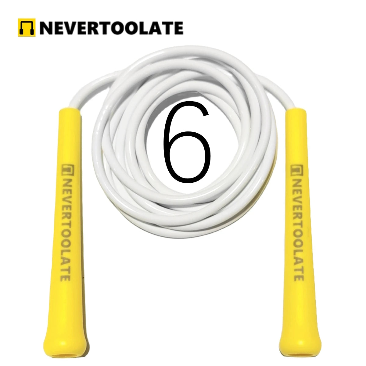 JR100-6  6 mm diameter PVC  WITH THREAD CORE skip rope 15.5cm middle-long handle NEVERTOOLATE GOOD QUALITY