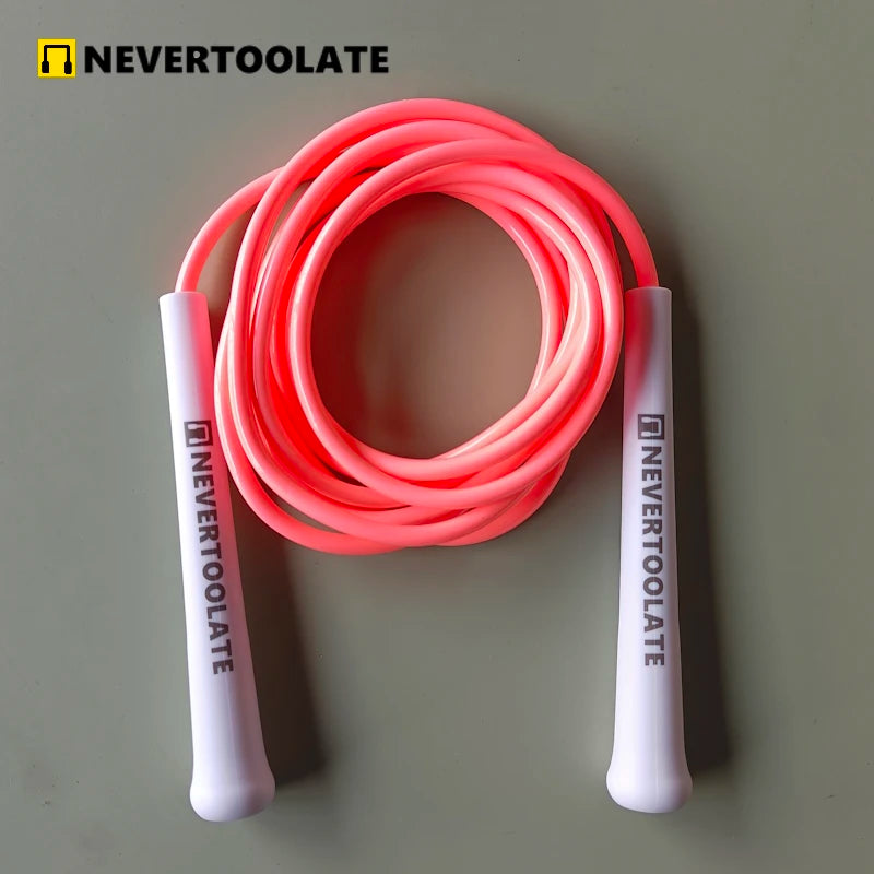 JR100-6  6 mm diameter PVC  WITH THREAD CORE skip rope 15.5cm middle-long handle NEVERTOOLATE GOOD QUALITY