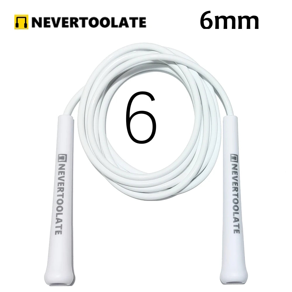 JR100-6  6 mm diameter PVC  WITH THREAD CORE skip rope 15.5cm middle-long handle NEVERTOOLATE GOOD QUALITY