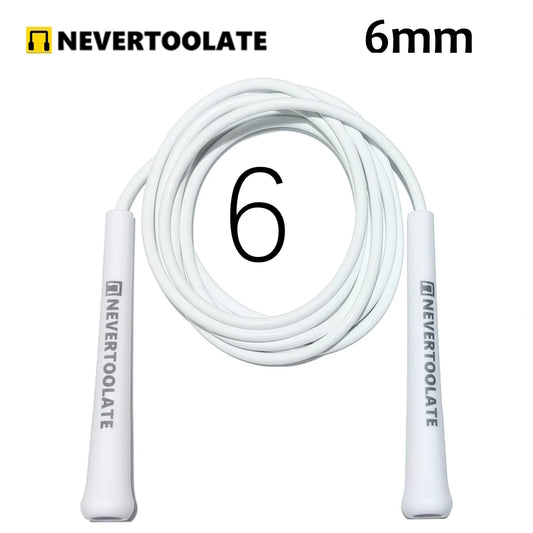 JR100-6  6 mm diameter PVC  WITH THREAD CORE skip rope 15.5cm middle-long handle NEVERTOOLATE GOOD QUALITY
